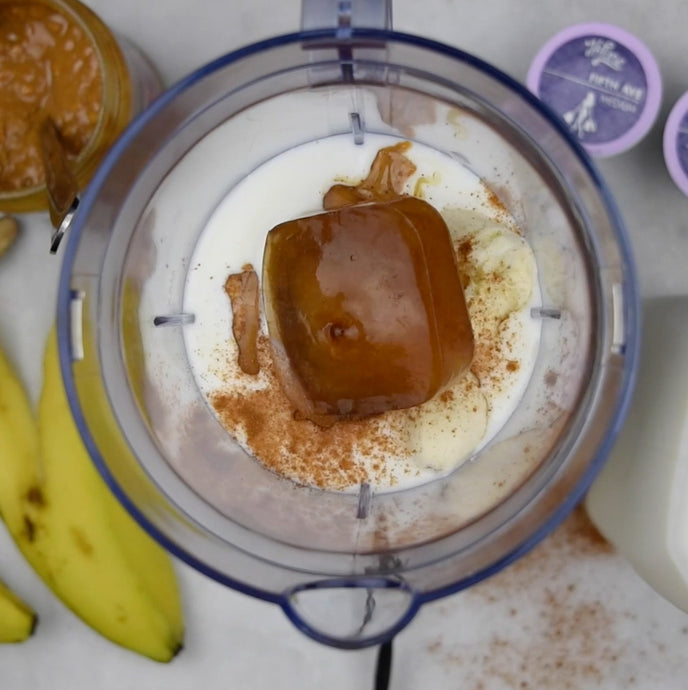 Peanut-butter-banana-coffee breakfast smoothie